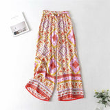 Boho 2 Piece Set, Matching Crop Top and Palazzo Pant, Wild Boho Square Pink - Wild Rose Boho