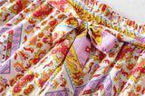 Boho 2 Piece Set, Matching Crop Top and Palazzo Pant, Wild Boho Square Pink - Wild Rose Boho