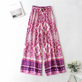 Boho 2 Piece Set, Matching Crop Top and Palazzo Pant, Wild Boho Square Purple - Wild Rose Boho