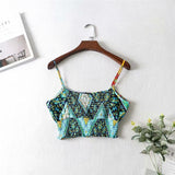Boho 2 Piece Set, Matching Crop Top and Palazzo Pant, Wild Boho Square Green - Wild Rose Boho
