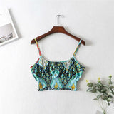 Boho 2 Piece Set, Matching Crop Top and Palazzo Pant, Wild Boho Square Green - Wild Rose Boho