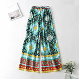 Boho 2 Piece Set, Matching Crop Top and Palazzo Pant, Wild Boho Square Green - Wild Rose Boho