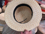 Boho Hat, Sun Beach Hat, Straw Bucket Hat, White Peal Trim - Wild Rose Boho