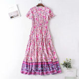 Maxi Dress, Boho Dress, Wild Floral, Fresh Pink Fuchsia - Wild Rose Boho