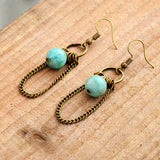 Boho Earrings, Dangle Earrings, Chain Blue Amazonite - Wild Rose Boho