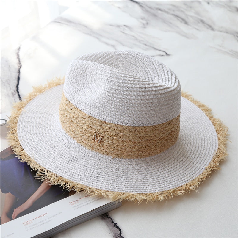 Boho Hat, Sun Hat, Beach Hat, Extra Large Wide Brim Straw Hat (35 cm)