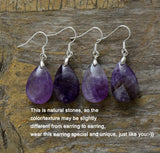 Boho Earrings, Dangle Earrings, Teardrop Purple Amethyst - Wild Rose Boho