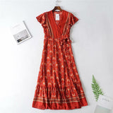 Maxi Dress, Sundress, Wrap Dress, Red Ruby - Wild Rose Boho