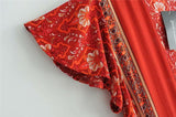Maxi Dress, Sundress, Wrap Dress, Red Ruby - Wild Rose Boho