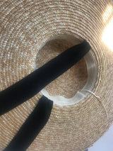Boho Hat, Sun Hat, Beach Hat, Wide Brim Straw Hat 15 and 18 cm, Black and White Ribbon - Wild Rose Boho