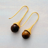 Boho Earrings, Dangle Earrings, Blue Lapis and Tiger Eye - Wild Rose Boho