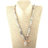 Boho Necklace, RH Amazonite Horn Natural Green Stone - Wild Rose Boho