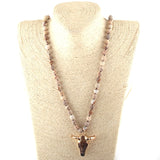 Boho Necklace, RH Amazonite Horn Natural Green Stone - Wild Rose Boho