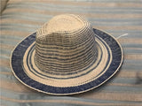 Boho Hat, Sun Hat, Beach Hat, Straw Hat, Riley Sweet Stripe Blue Pink - Wild Rose Boho