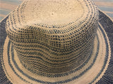 Boho Hat, Sun Hat, Beach Hat, Straw Hat, Riley Sweet Stripe Blue Pink - Wild Rose Boho