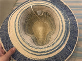 Boho Hat, Sun Hat, Beach Hat, Straw Hat, Riley Sweet Stripe Blue Pink - Wild Rose Boho