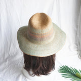 Boho Hat, Sun Hat, Beach Hat, Straw Hat, Riley Sweet Stripe Blue Pink - Wild Rose Boho