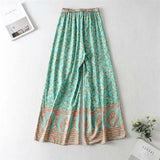 Boho 2 Piece Set, Matching Crop Top and Pant, Wild Floral in Mint Green - Wild Rose Boho