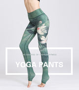 Boho Yoga Legging, Printed Tight, Green Lotus - Wild Rose Boho