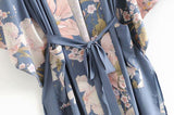 Boho Robe, Kimono Robe, Love in the Mist in Navy - Wild Rose Boho