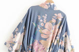 Boho Robe, Kimono Robe, Love in the Mist in Navy - Wild Rose Boho