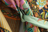 Boho Robe, Kimono Robe, Peacock in Gold Green - Wild Rose Boho