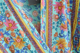 Maxi Dress, Sundress, Wrap Dress, Flower Song in Blue and White - Wild Rose Boho