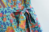 Maxi Dress, Sundress, Wrap Dress, Flower Song in Blue and White - Wild Rose Boho
