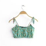 Boho 2 Piece Set, Matching Crop Top and Mini Skirt, Wild Floral in Mint Green - Wild Rose Boho