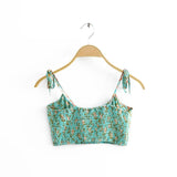 Boho 2 Piece Set, Matching Crop Top and Mini Skirt, Wild Floral in Mint Green - Wild Rose Boho