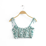 Boho 2 Piece Set, Matching Crop Top and Mini Skirt, Wild Floral in Green - Wild Rose Boho