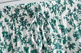 Boho 2 Piece Set, Matching Crop Top and Mini Skirt, Wild Floral in Green - Wild Rose Boho
