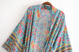 Boho Robe, Kimono Robe, Flower in Blue - Wild Rose Boho