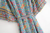 Boho Robe, Kimono Robe, Flower in Blue - Wild Rose Boho