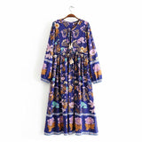 Boho Dress, Gown, Flower Garden in Pink, Blue and Yellow - Wild Rose Boho