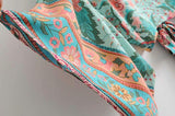 Boho Robe, Kimono Robe,  Beach Cover up, Wild Flower Kelly Green