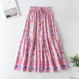 Boho Skirt, Maxi Skirt, Wild Floral in Pink - Wild Rose Boho