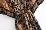 Boho Robe, Kimono Robe, Rosa Black Midnight - Wild Rose Boho