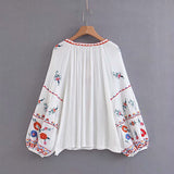Boho Blouse, Embroidery Cotton in Navy, Red, White and Black - Wild Rose Boho