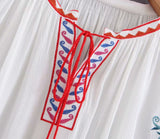 Boho Blouse, Embroidery Cotton in Navy, Red, White and Black - Wild Rose Boho