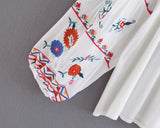 Boho Blouse, Embroidery Cotton in Navy, Red, White and Black - Wild Rose Boho