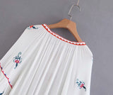Boho Blouse, Embroidery Cotton in White - Wild Rose Boho