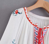 Boho Blouse, Embroidery Cotton in White - Wild Rose Boho