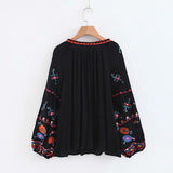 Boho Blouse, Embroidery Cotton in Black - Wild Rose Boho