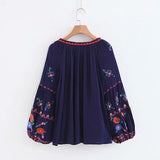 Boho Blouse, Embroidery Cotton in Navy, Red, White and Black - Wild Rose Boho