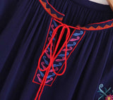 Boho Blouse, Embroidery Cotton in Navy - Wild Rose Boho
