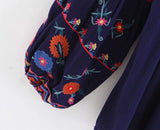 Boho Blouse, Embroidery Cotton in Navy - Wild Rose Boho