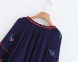Boho Blouse, Embroidery Cotton in Navy - Wild Rose Boho