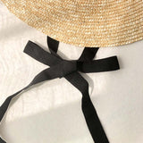 Boho Hat, Sun Hat, Beach Hat, Wide Brim Straw Hat 12, 15 and 18 cm, Black and White Ribbon - Wild Rose Boho