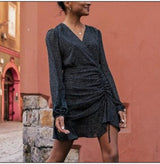 Mini Dress, Boho Dress, Vintage Dress, Sparking Party Black and Silver - Wild Rose Boho